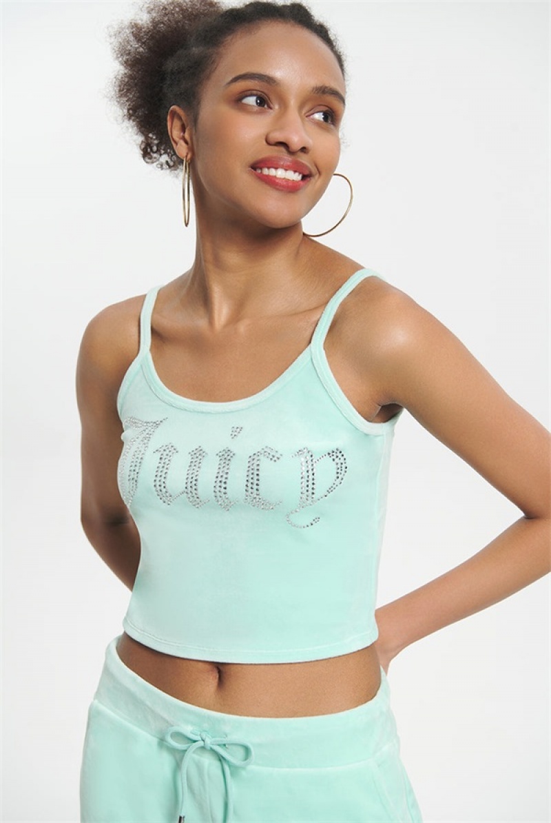 Juicy Couture Big Bling Velour Tank Top Menta | JC-SN651638