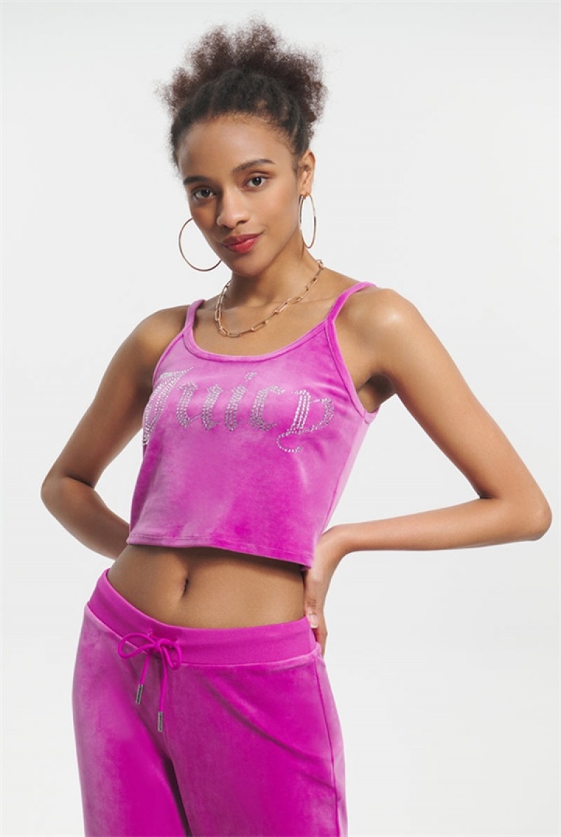 Juicy Couture Big Bling Velour Tank Top Ljubičaste | JC-SN651641