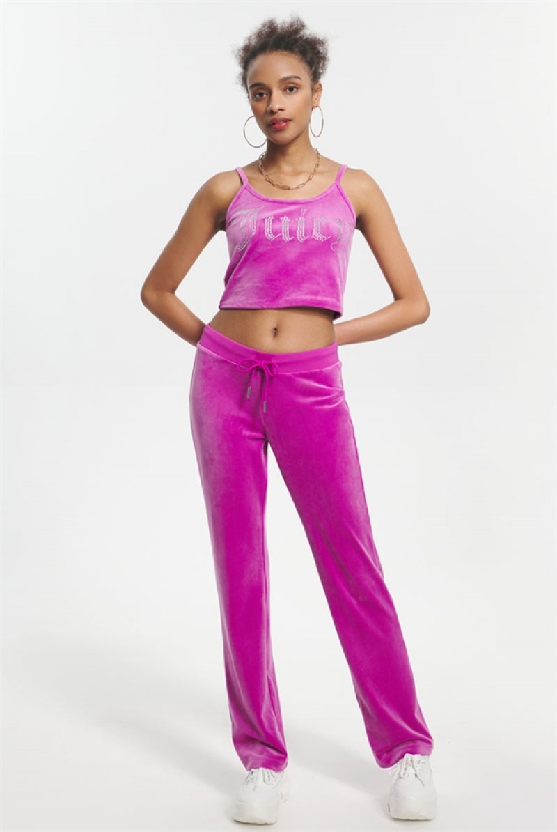 Juicy Couture Big Bling Velour Tank Top Ljubičaste | JC-SN651641