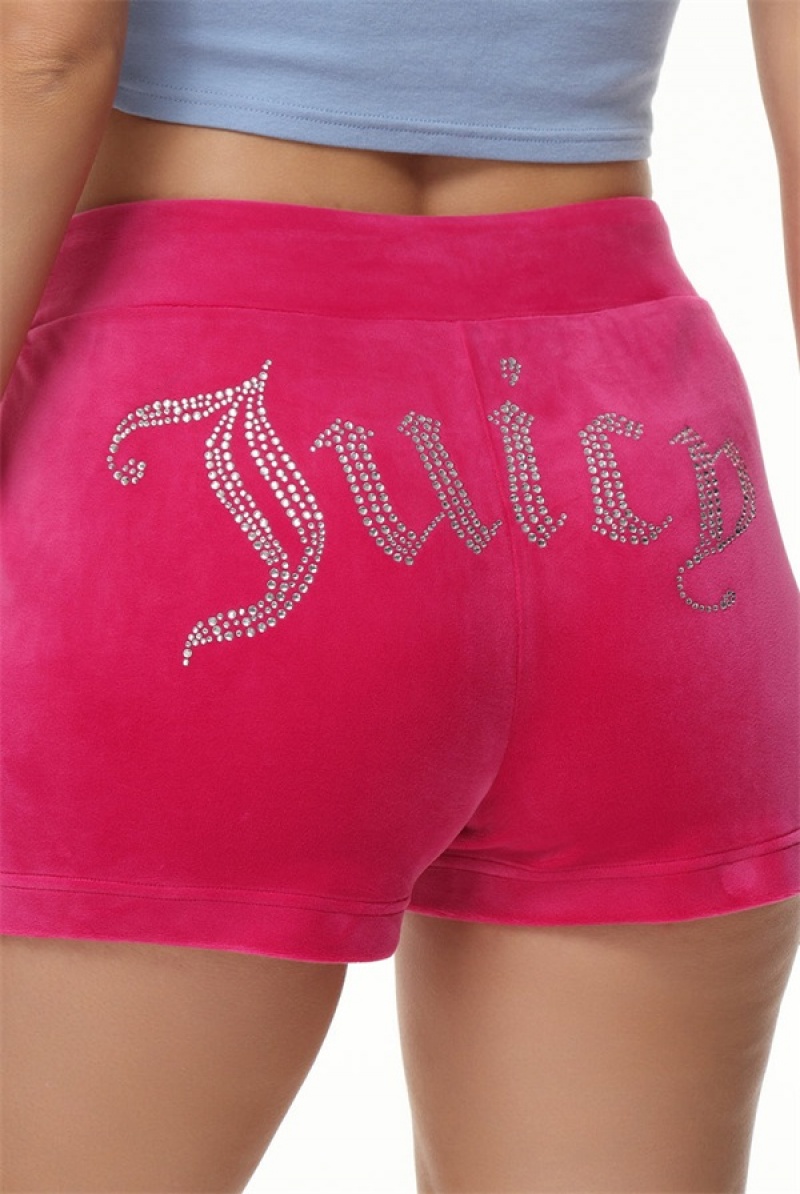 Juicy Couture Big Bling Velour Track Shorts Roze | JC-SN651821