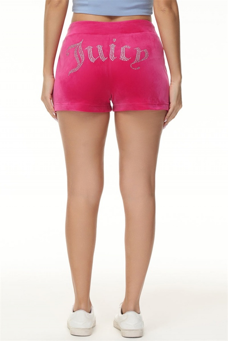 Juicy Couture Big Bling Velour Track Shorts Roze | JC-SN651821