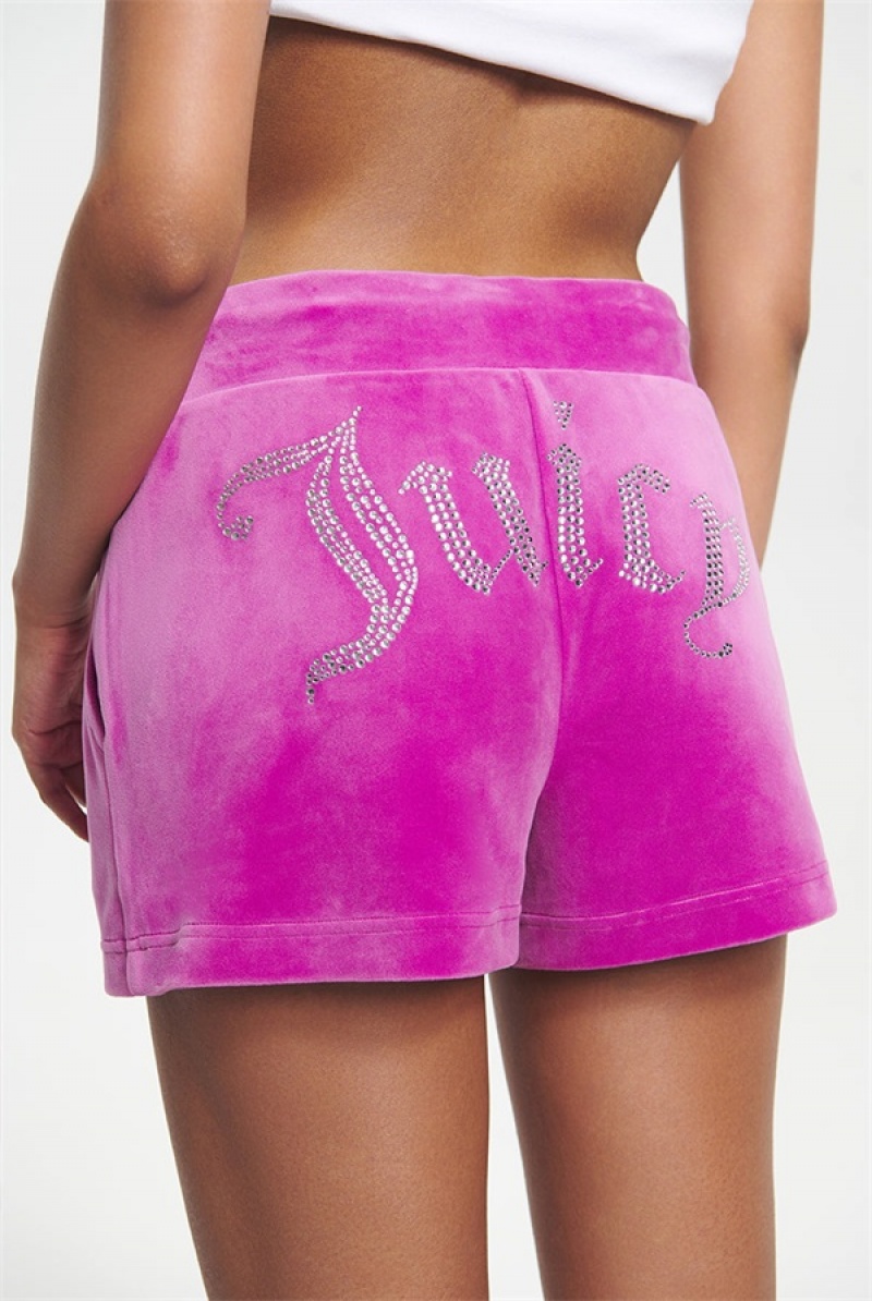 Juicy Couture Big Bling Velour Track Shorts Ljubičaste | JC-SN651596