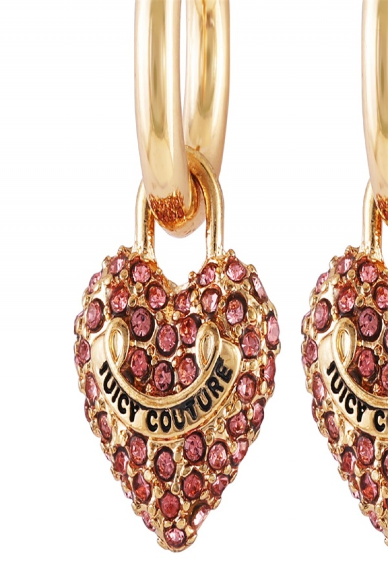 Juicy Couture Bling Heart Hoop Earrings Zlatne | JC-SN651895