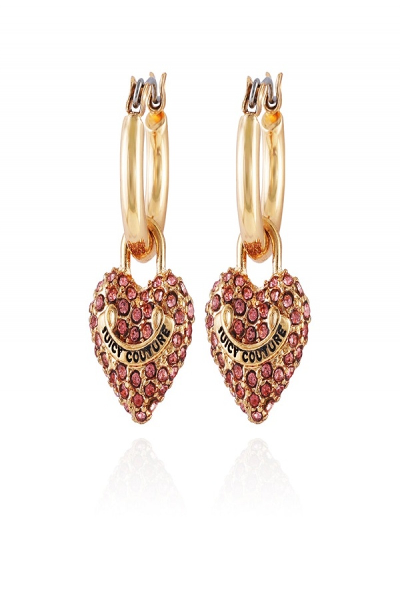 Juicy Couture Bling Heart Hoop Earrings Zlatne | JC-SN651895