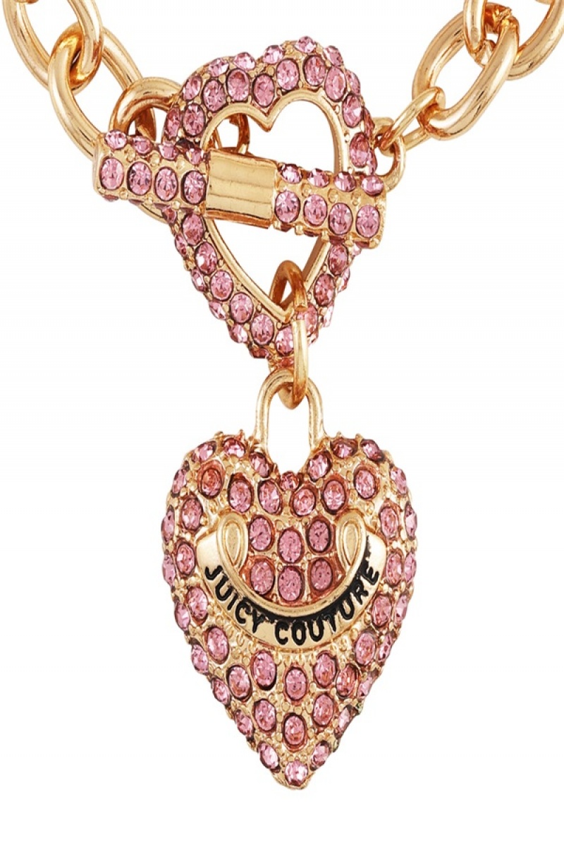 Juicy Couture Bling Heart Pendant Charm Bracelet Zlatne | JC-SN651891