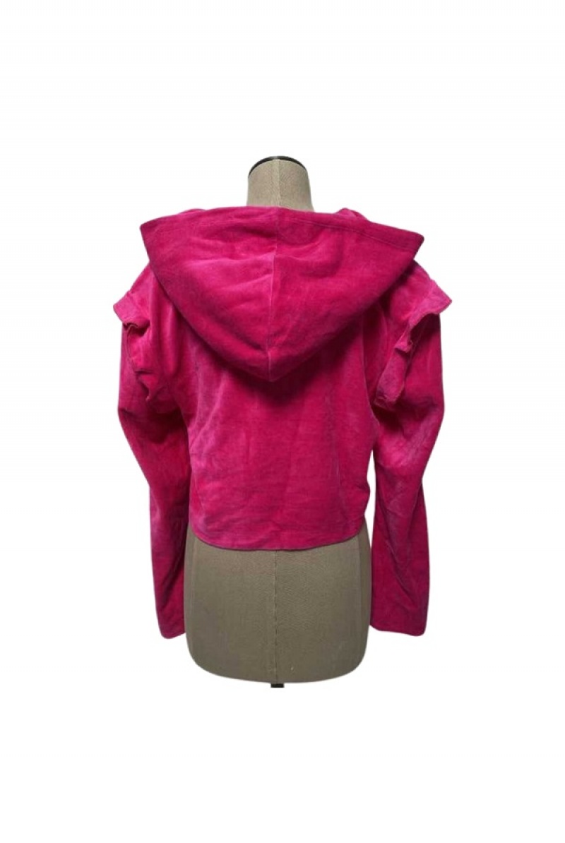 Juicy Couture Bling Ruffle Sleeve Velour Hoodie—rejuiced Roze | JC-SN651650