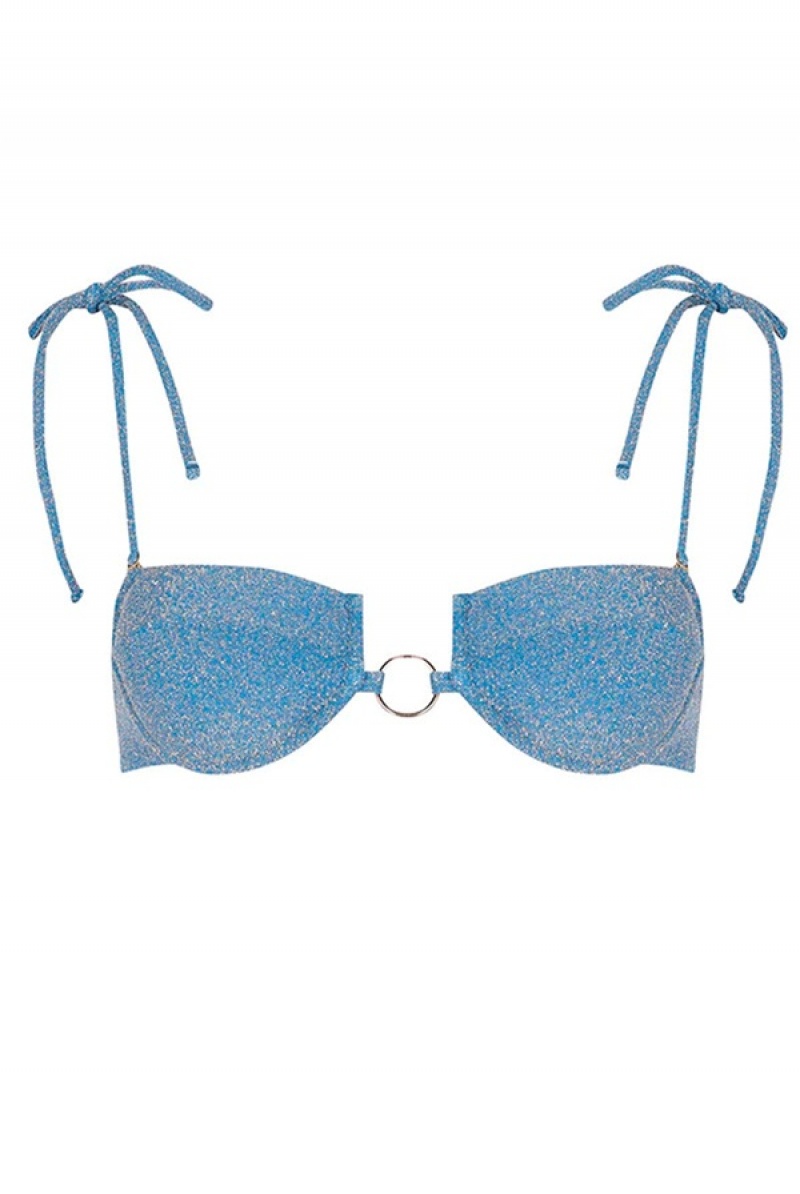 Juicy Couture Capittana Kenya Bikini Top Sive Plave | JC-SN651835