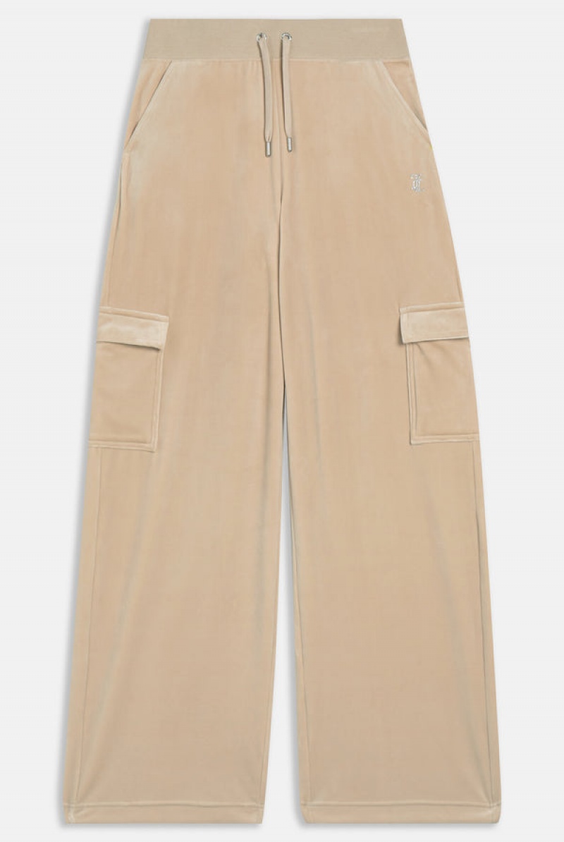 Juicy Couture Cargo Velour Diamante Trouser Smeđe | JC-SN651997