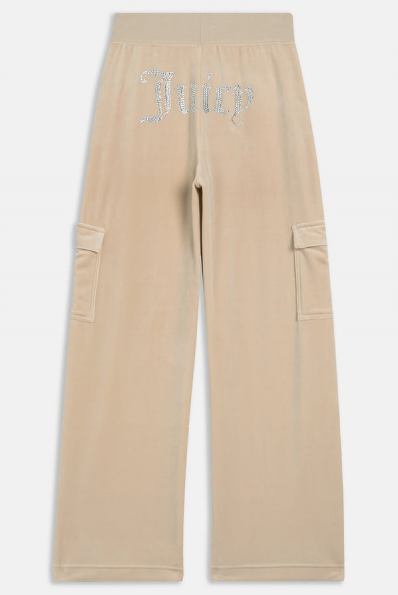 Juicy Couture Cargo Velour Diamante Trouser Smeđe | JC-SN651997