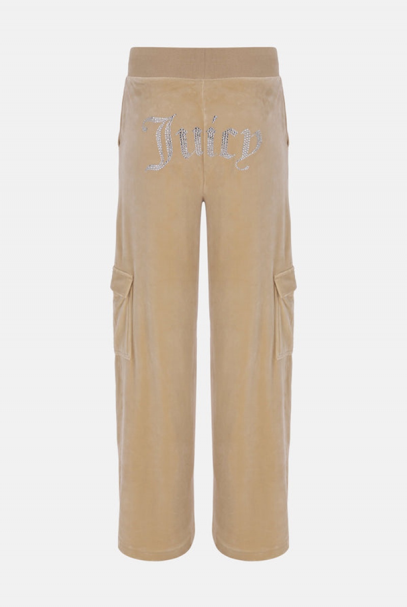 Juicy Couture Cargo Velour Diamante Trouser Bež | JC-SN652097