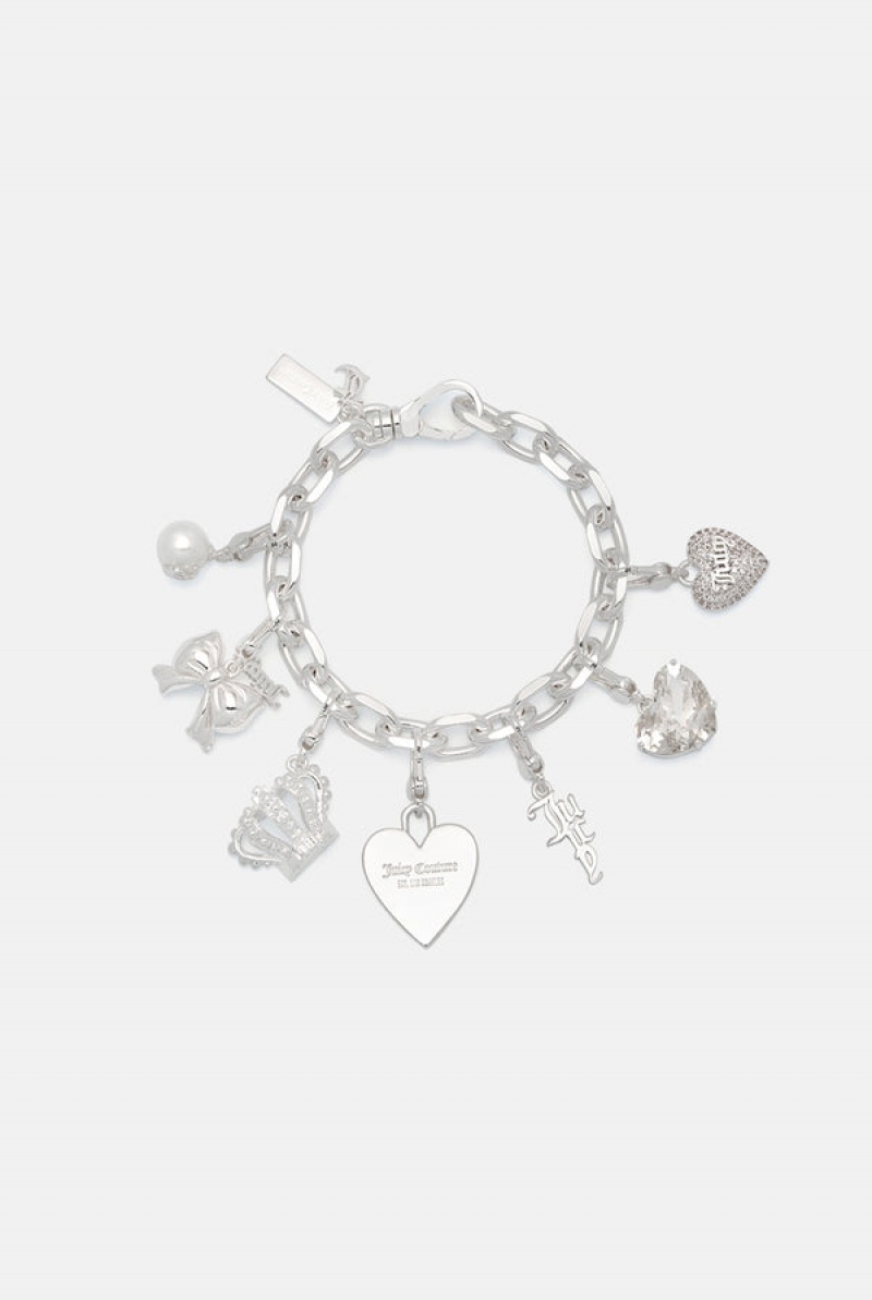 Juicy Couture Chunky JC Charm Bracelet Srebrne | JC-SN652401