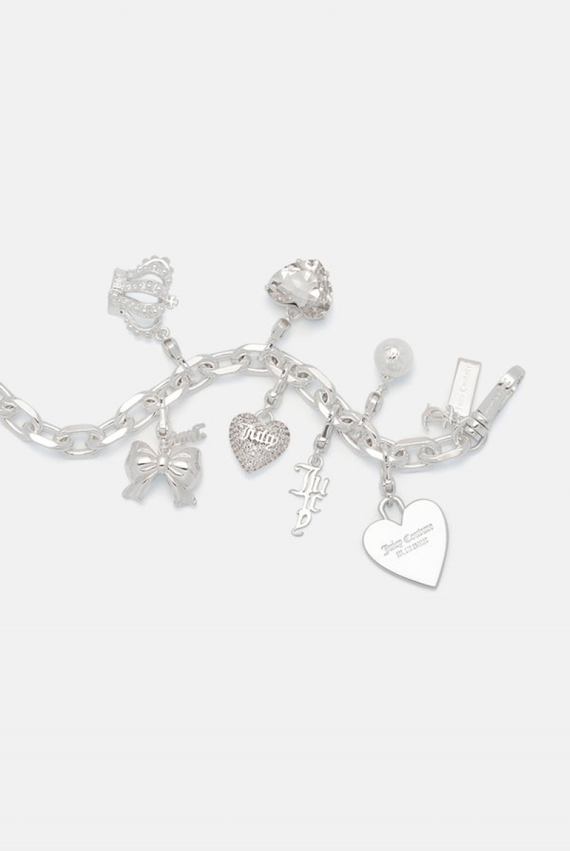 Juicy Couture Chunky JC Charm Bracelet Srebrne | JC-SN652401