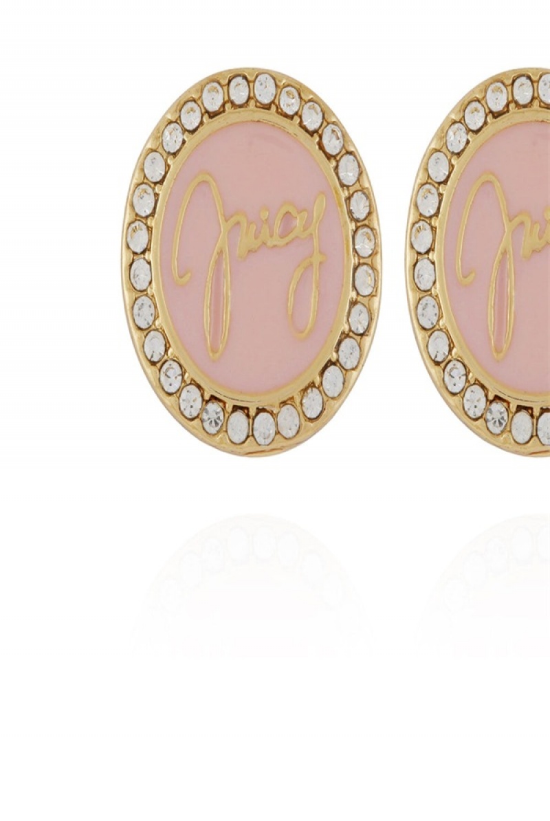 Juicy Couture Circle Rhinestone Stud Earrings Roze | JC-SN651900