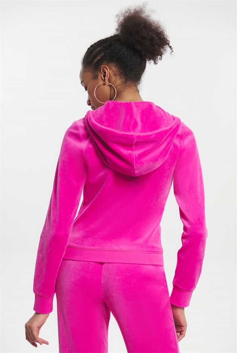 Juicy Couture Classic Cotton Velour Hoodie Roze | JC-SN651526