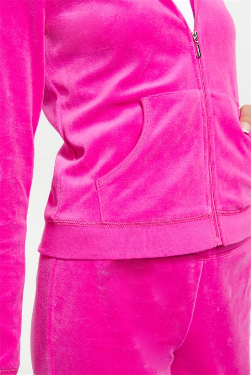 Juicy Couture Classic Cotton Velour Hoodie Roze | JC-SN651526