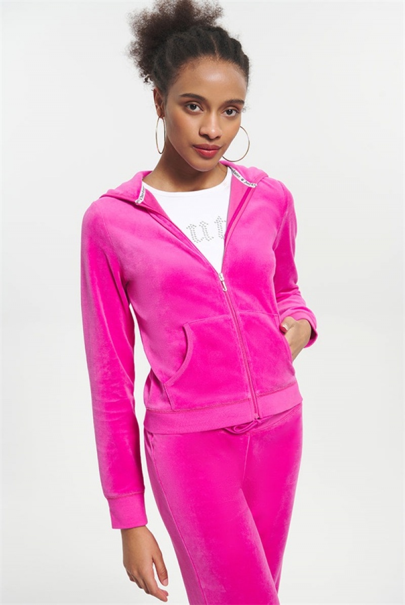 Juicy Couture Classic Cotton Velour Hoodie Roze | JC-SN651526