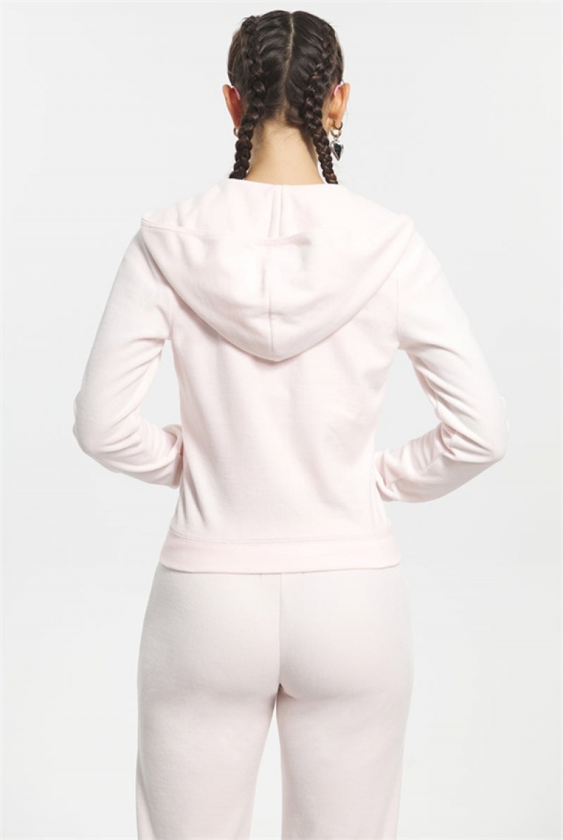 Juicy Couture Classic Cotton Velour Hoodie Svijetlo Roze | JC-SN651527