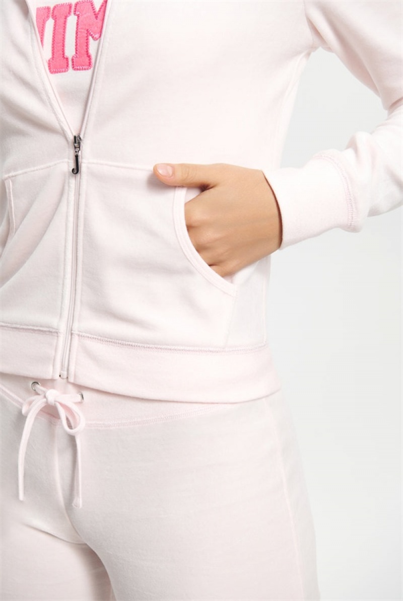 Juicy Couture Classic Cotton Velour Hoodie Svijetlo Roze | JC-SN651527