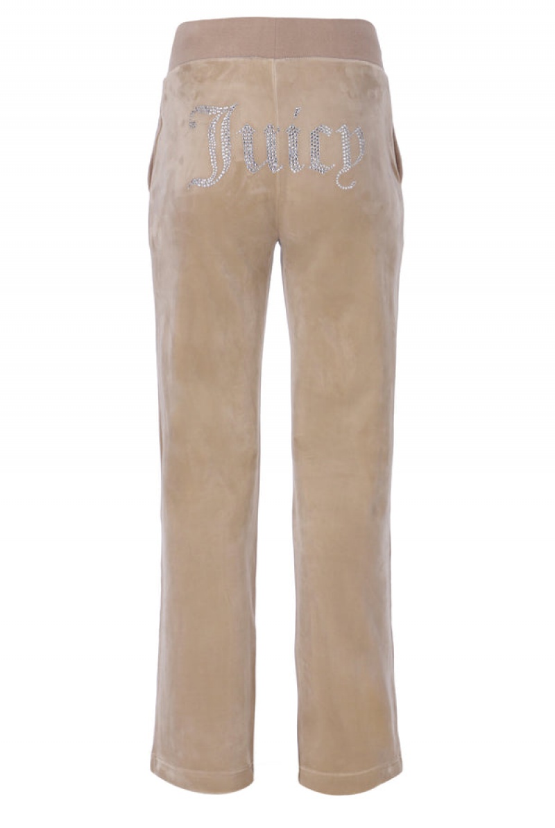 Juicy Couture Classic Velour Del Ray Diamante Bottoms Smeđe | JC-SN652020