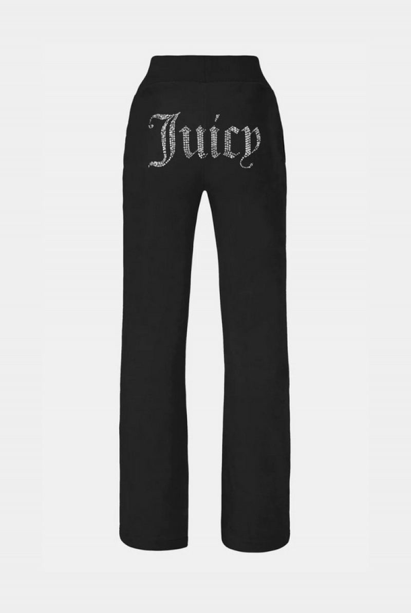 Juicy Couture Classic Velour Del Ray Diamante Bottoms Crne | JC-SN652056