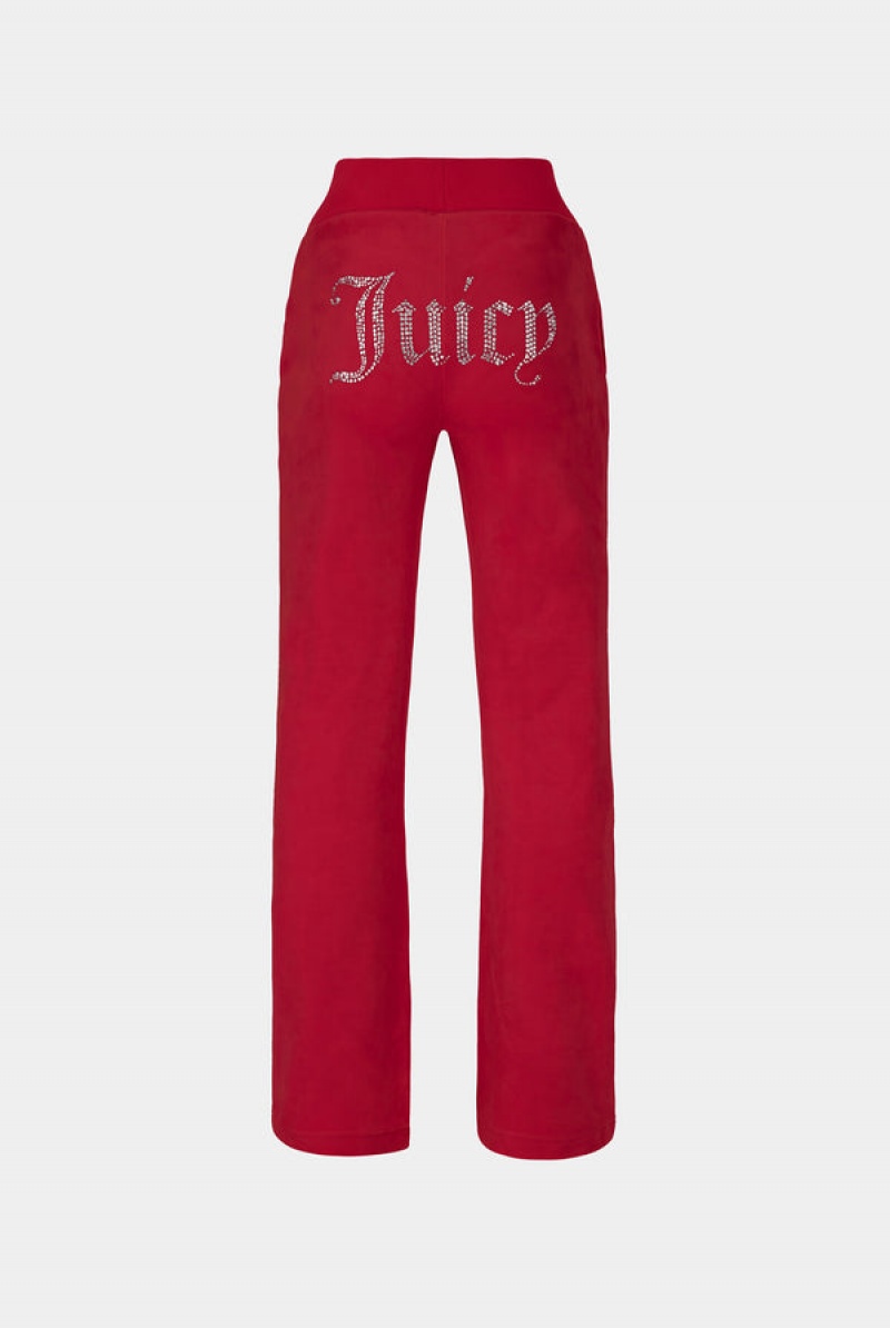 Juicy Couture Classic Velour Del Ray Diamante Bottoms Crvene | JC-SN652062