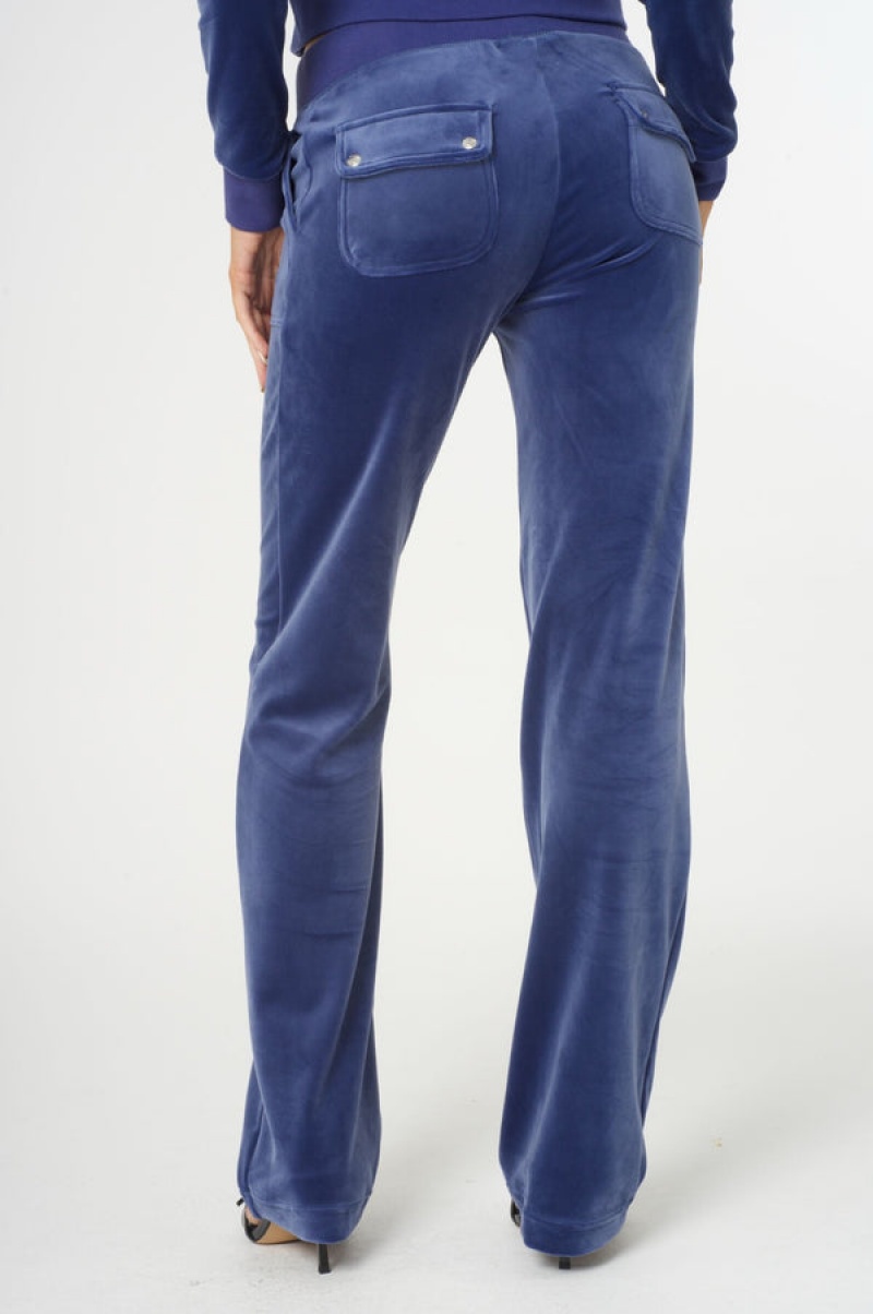 Juicy Couture Classic Velour Del Ray Pocketed Bottoms Sive Plave | JC-SN652026