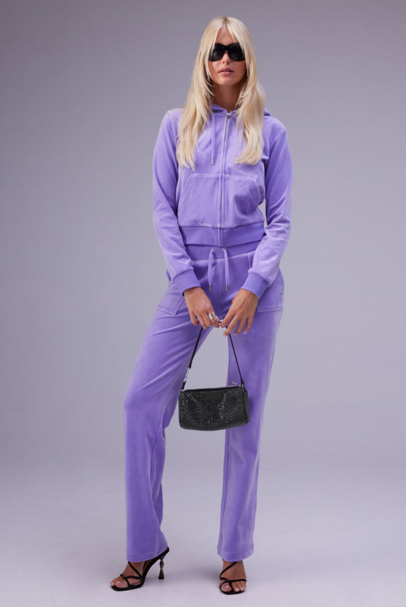 Juicy Couture Classic Velour Del Ray Pocketed Bottoms Ljubičaste | JC-SN652063