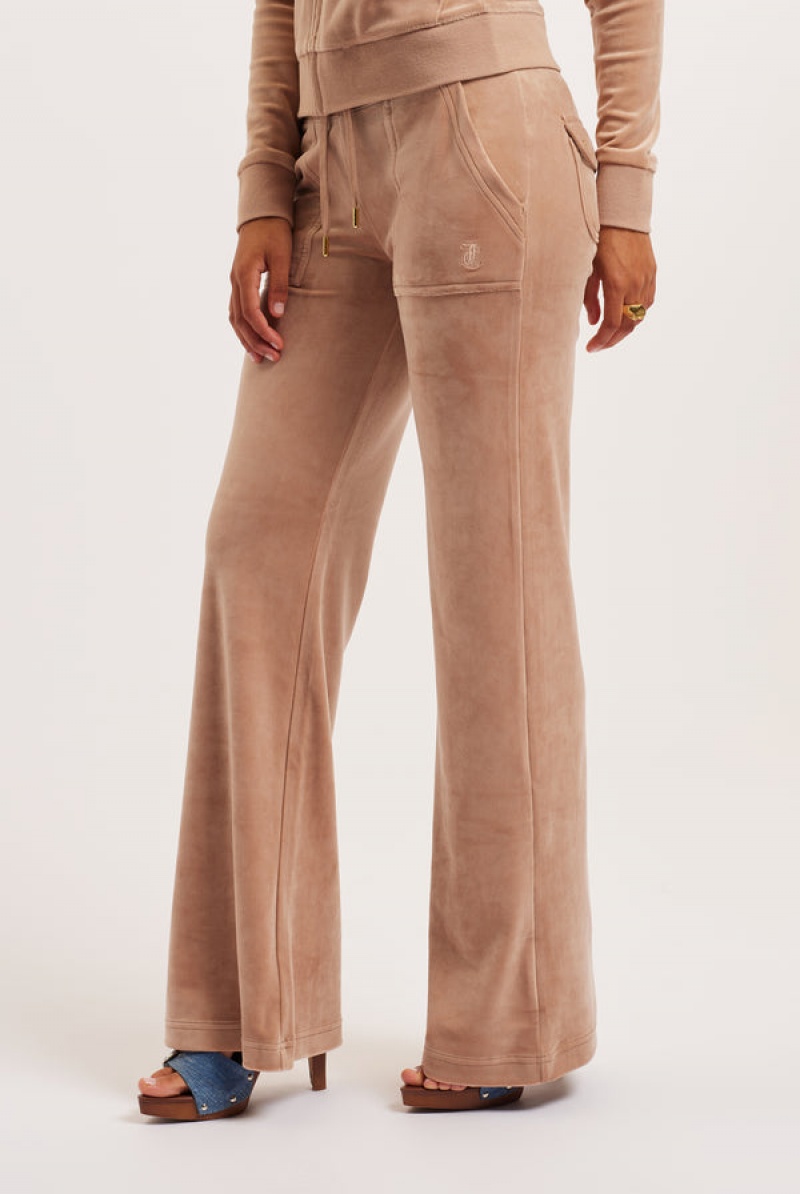 Juicy Couture Classic Velour Del Ray Pocketed Bottoms Bež | JC-SN652117