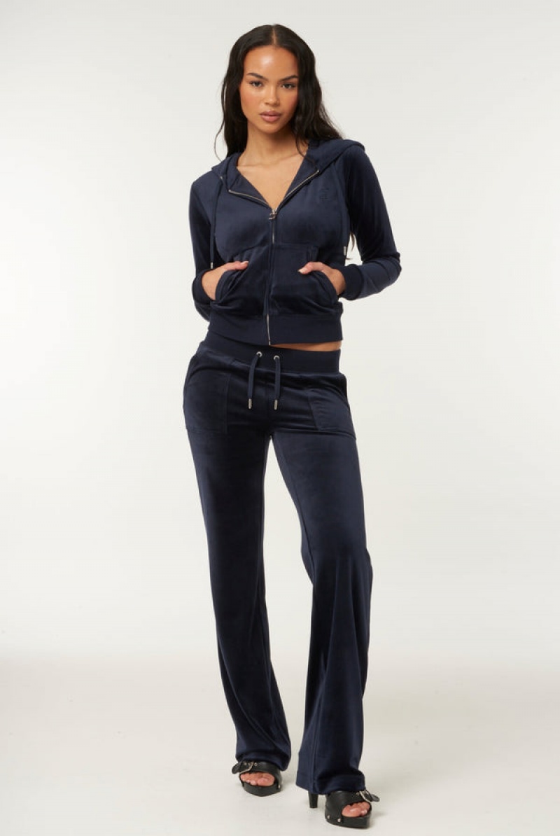 Juicy Couture Classic Velour Del Ray Pocketed Bottoms Plave | JC-SN652131