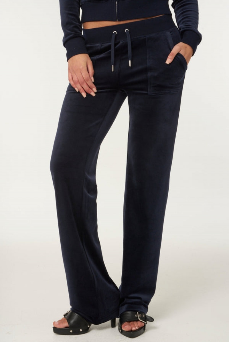 Juicy Couture Classic Velour Del Ray Pocketed Bottoms Plave | JC-SN652131