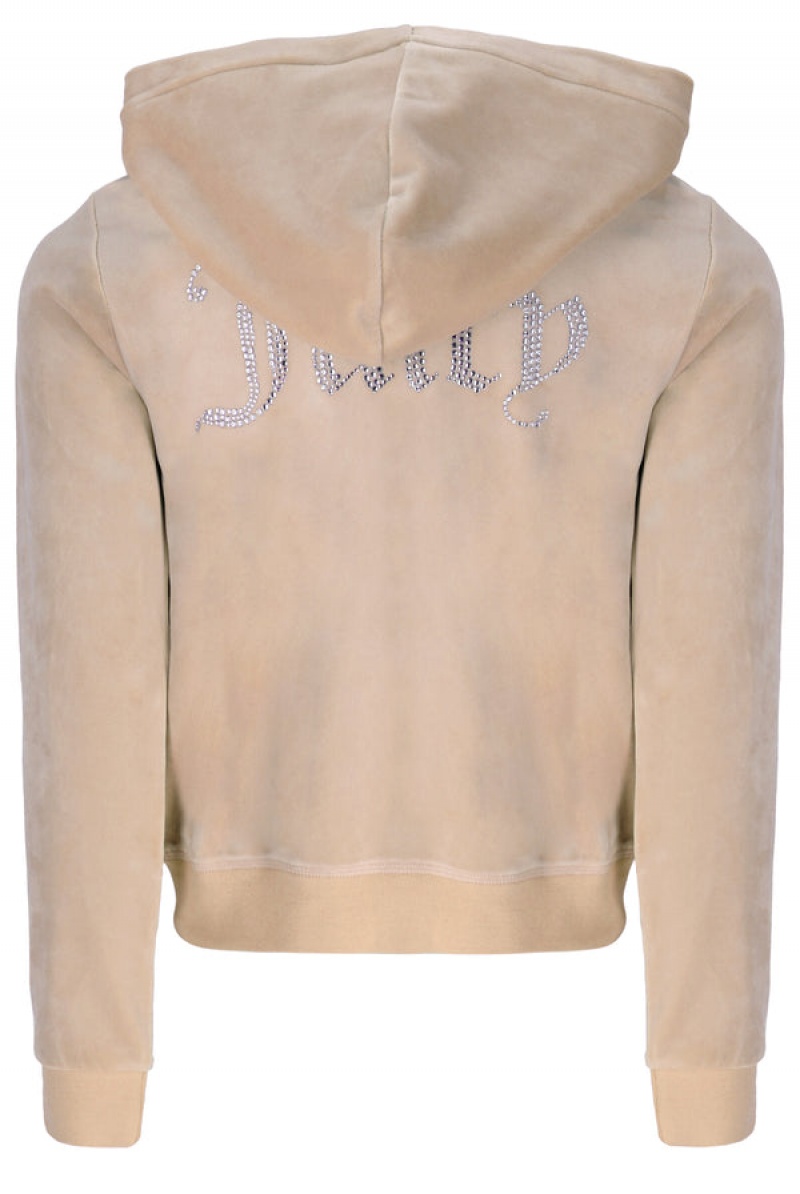 Juicy Couture Classic Velour Diamante Robertson Hoodie Smeđe | JC-SN652021