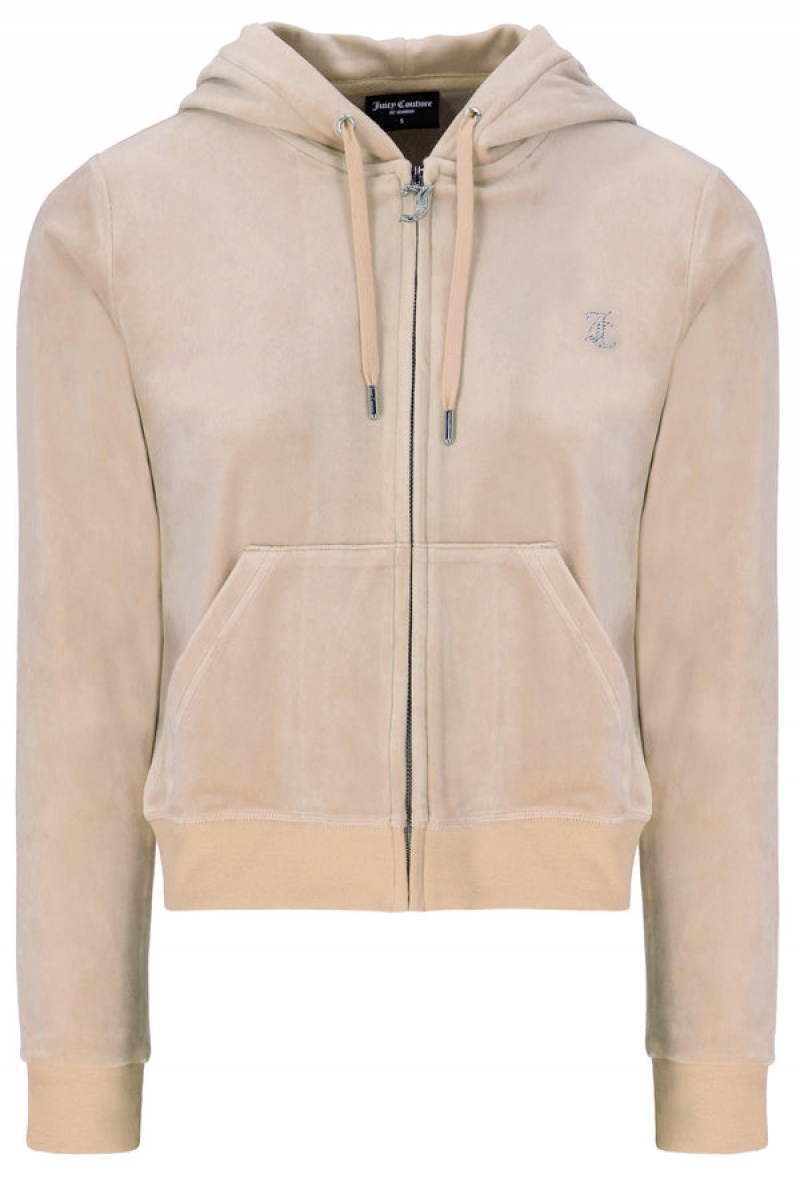 Juicy Couture Classic Velour Diamante Robertson Hoodie Smeđe | JC-SN652021