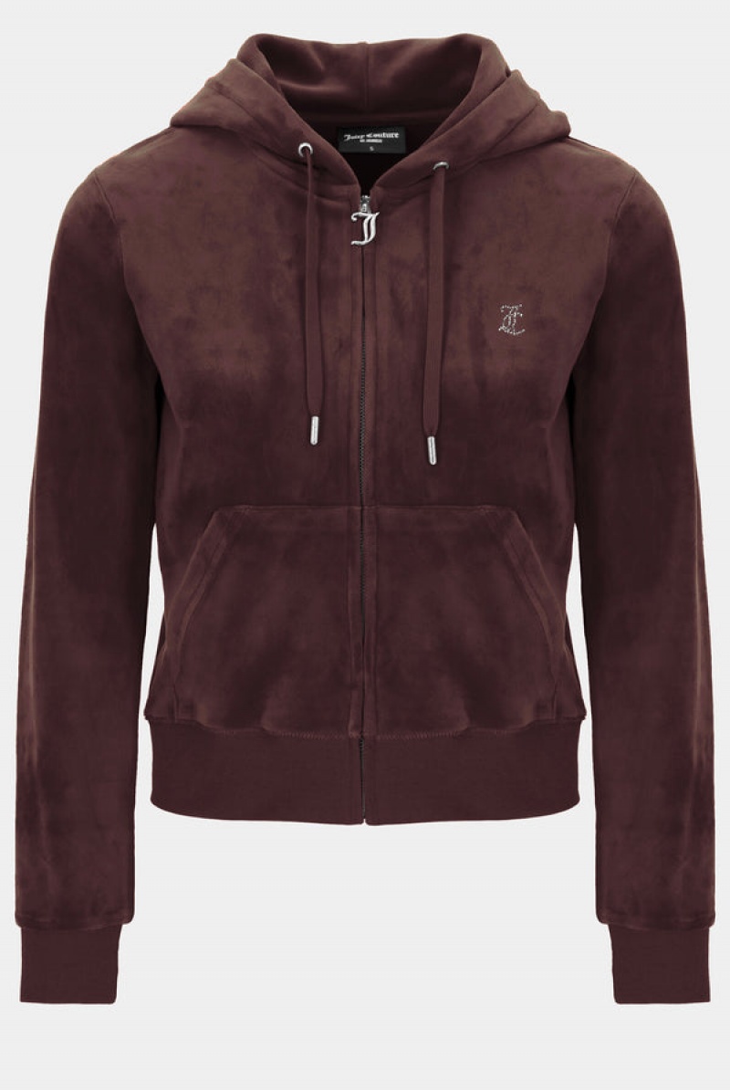 Juicy Couture Classic Velour Diamante Robertson Hoodie Smeđe | JC-SN652064