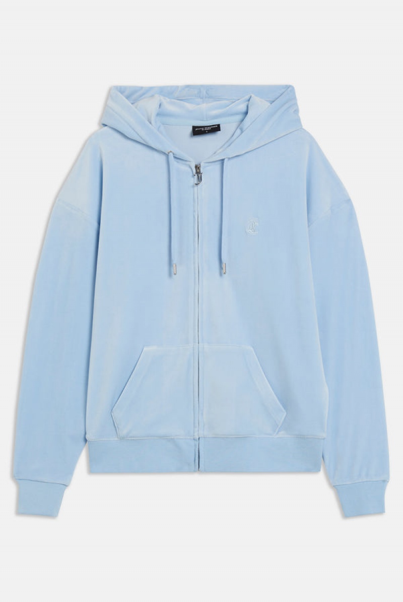 Juicy Couture Classic Velour Oversized Hoodie Plave | JC-SN651967