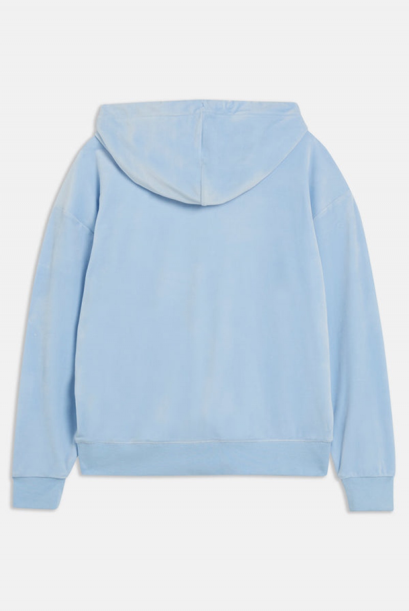 Juicy Couture Classic Velour Oversized Hoodie Plave | JC-SN651967