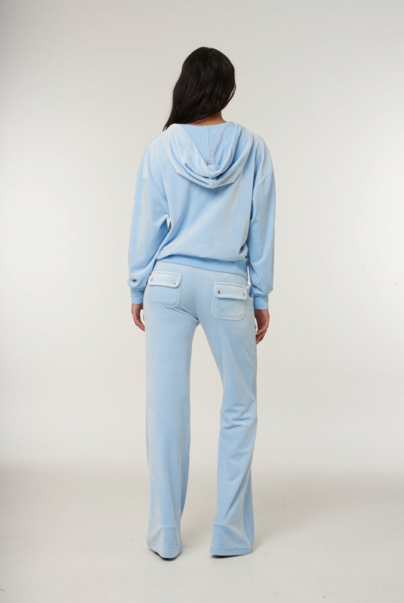 Juicy Couture Classic Velour Oversized Hoodie Plave | JC-SN651967