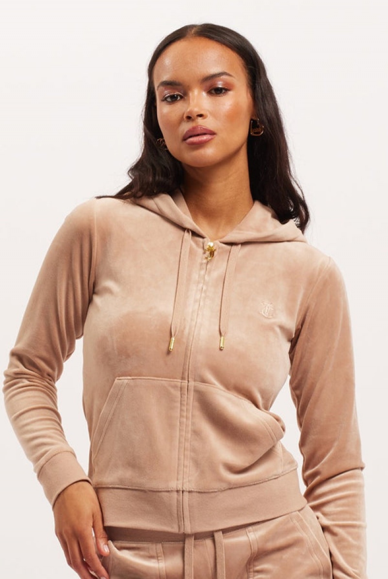 Juicy Couture Classic Velour Robertson Hoodie Bež | JC-SN651955