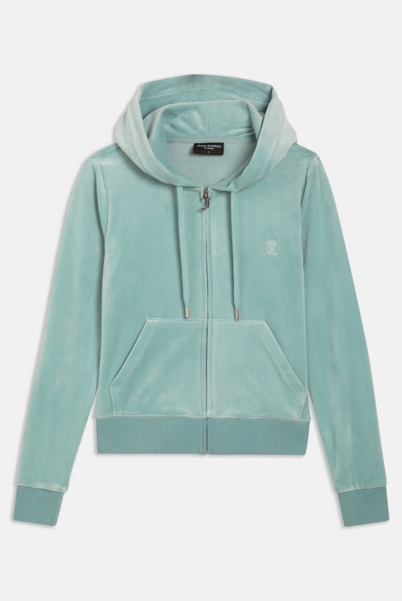 Juicy Couture Classic Velour Robertson Hoodie Plave | JC-SN651998