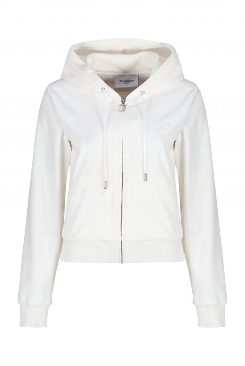 Juicy Couture Classic Velour Robertson Hoodie Bijele | JC-SN652030