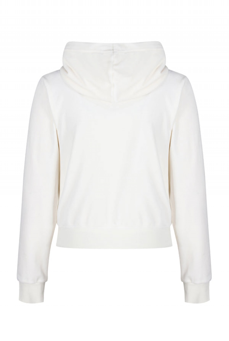 Juicy Couture Classic Velour Robertson Hoodie Bijele | JC-SN652030