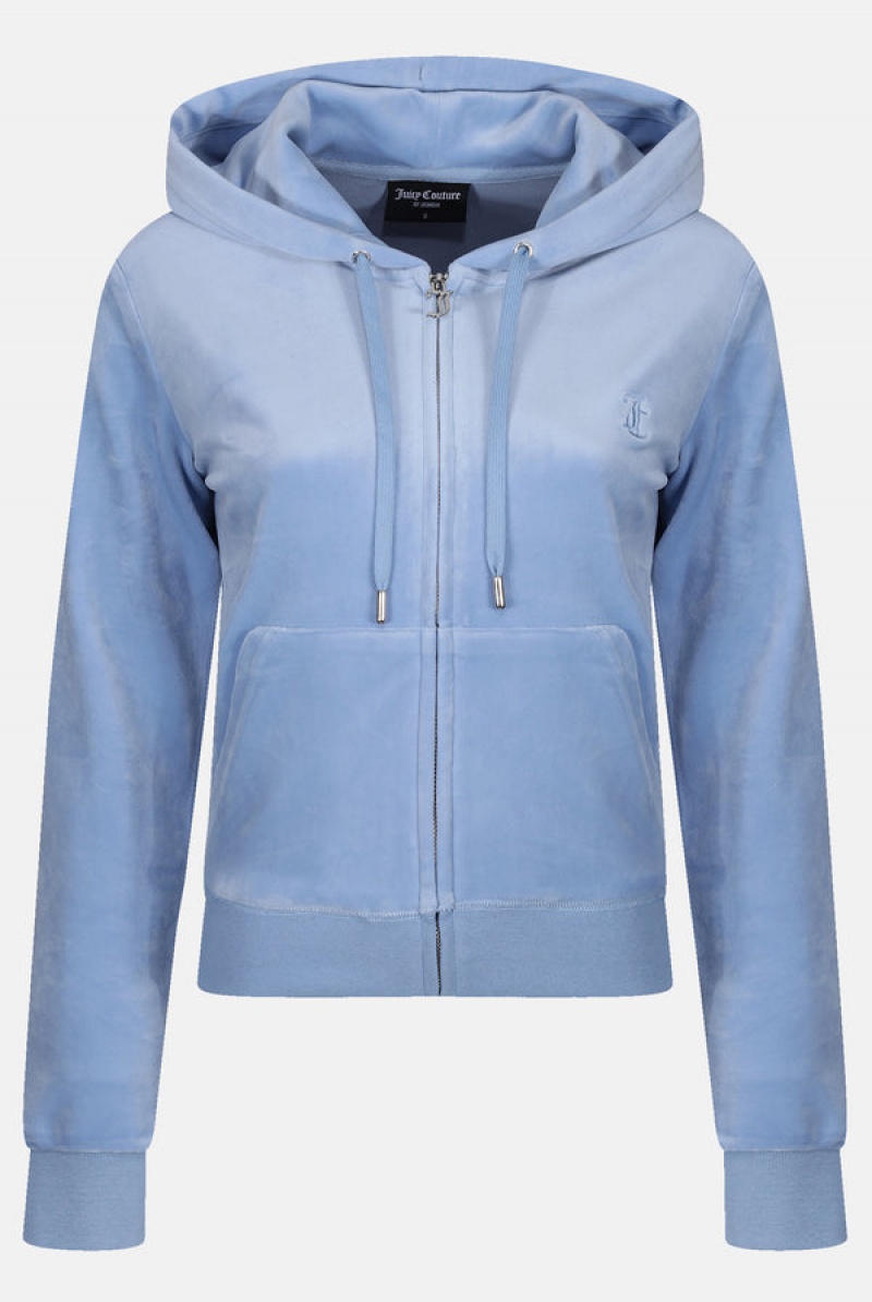 Juicy Couture Classic Velour Robertson Hoodie Plave | JC-SN652031