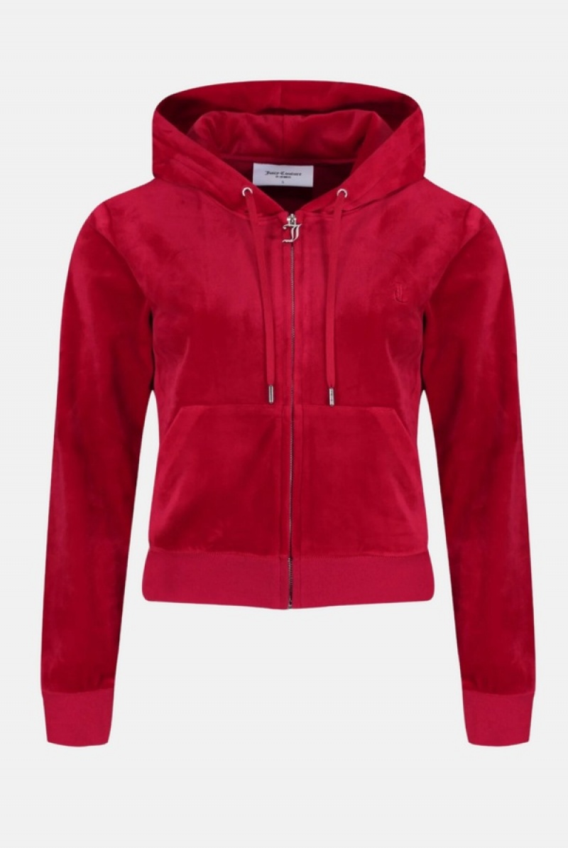 Juicy Couture Classic Velour Robertson Hoodie Crvene | JC-SN652032