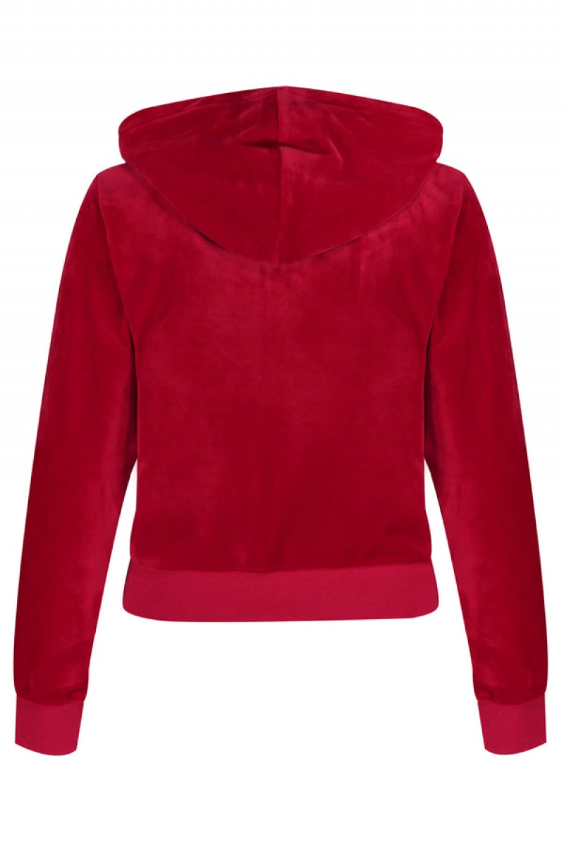 Juicy Couture Classic Velour Robertson Hoodie Crvene | JC-SN652032