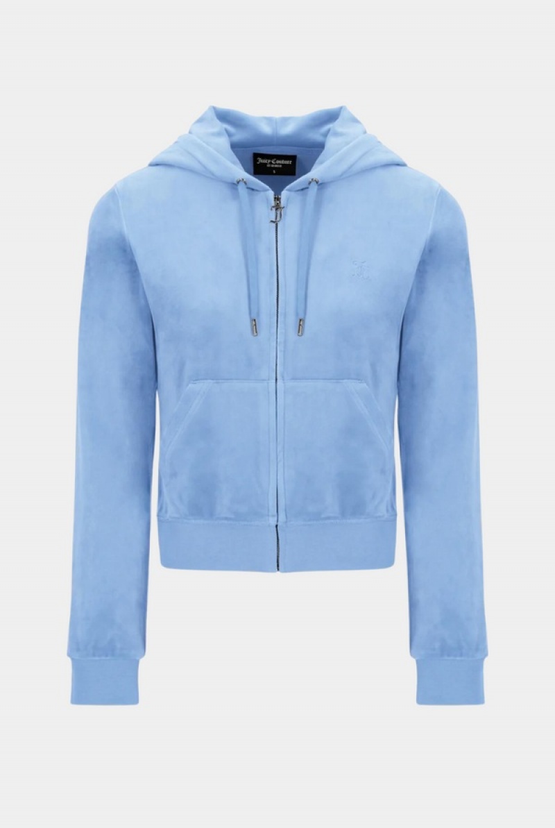 Juicy Couture Classic Velour Robertson Hoodie Plave | JC-SN652046