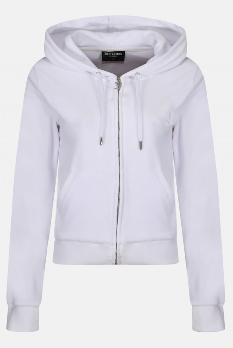 Juicy Couture Classic Velour Robertson Hoodie Bijele | JC-SN652068