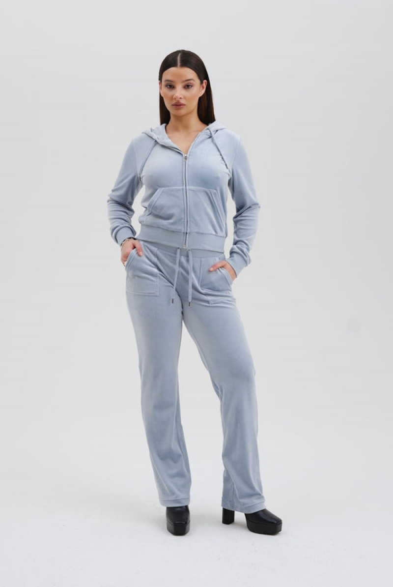 Juicy Couture Classic Velour Robertson Hoodie Plave | JC-SN652069