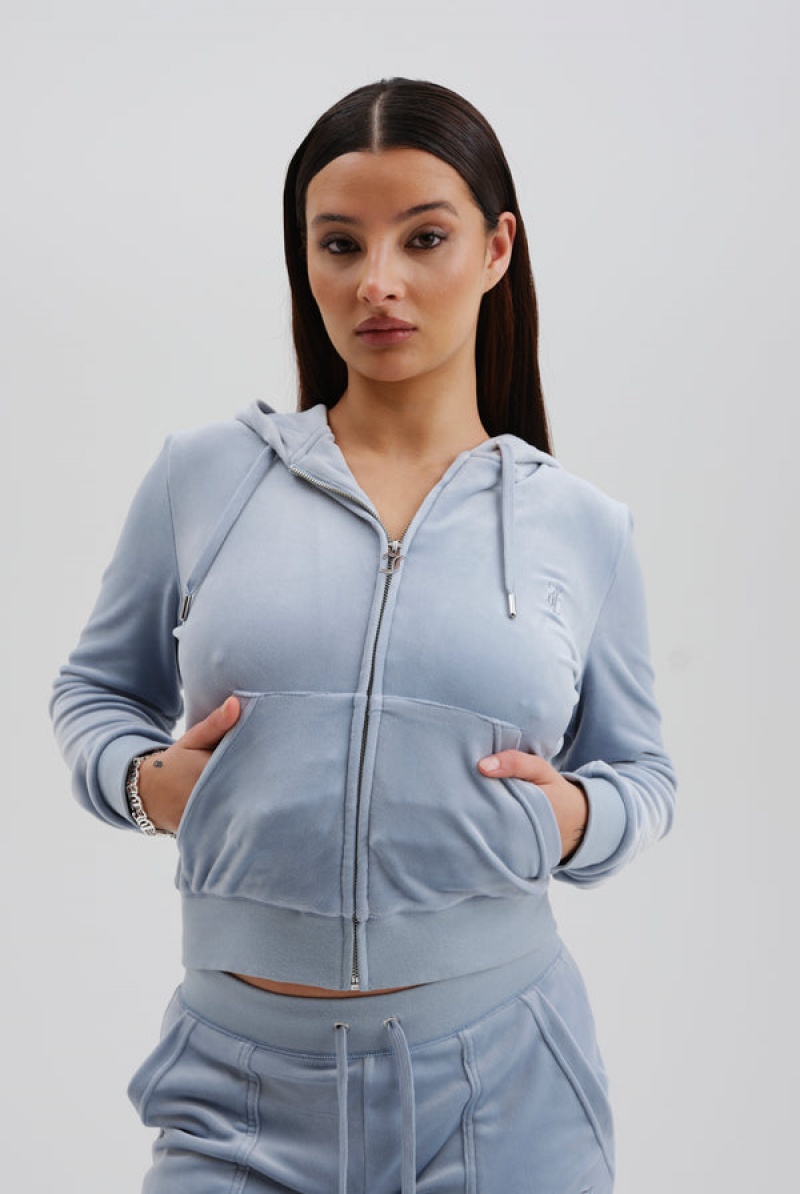 Juicy Couture Classic Velour Robertson Hoodie Plave | JC-SN652069