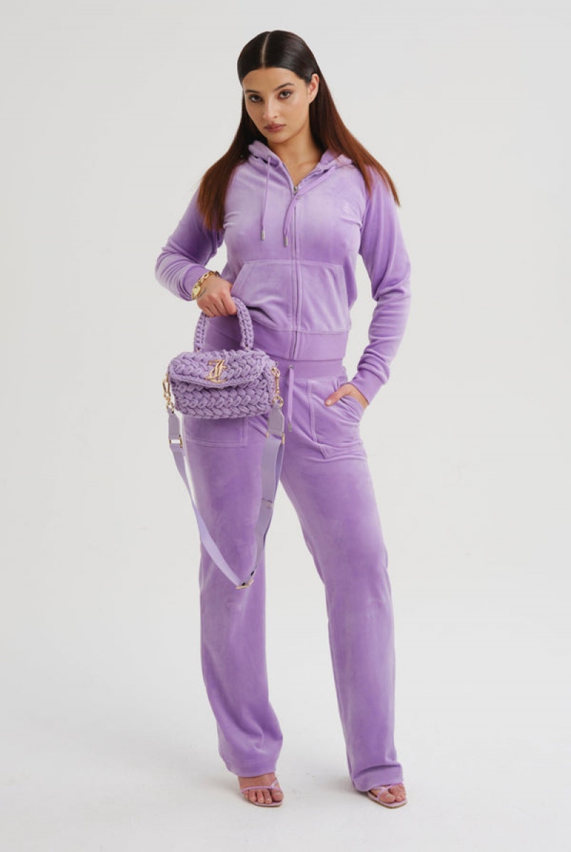 Juicy Couture Classic Velour Robertson Hoodie Ljubičaste | JC-SN652072