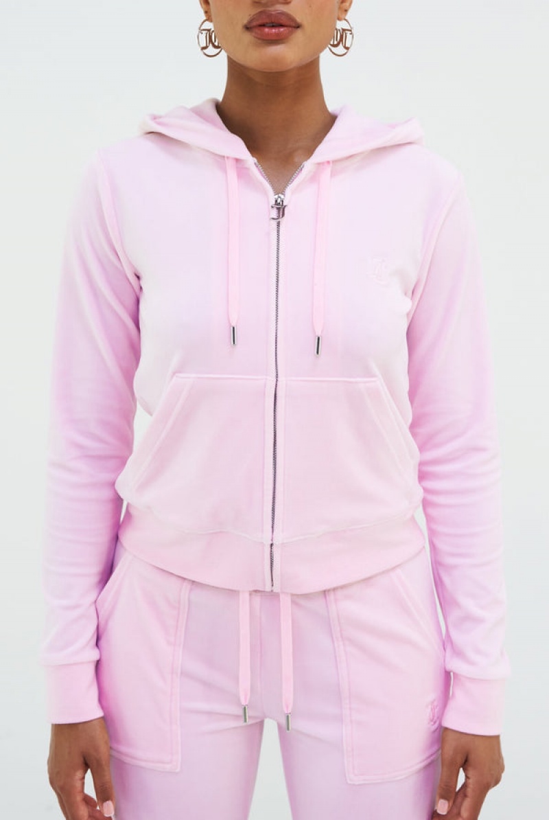 Juicy Couture Classic Velour Robertson Hoodie Roze | JC-SN652093