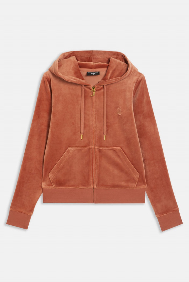 Juicy Couture Classic Velour Robertson Hoodie Bakrene | JC-SN652116